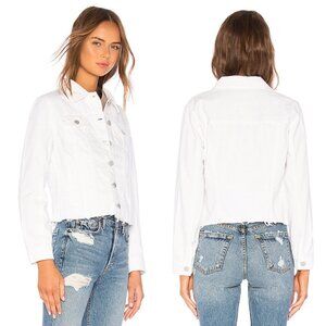 NWT BLANK NYC White Distressed Denim Raw Hem Jacket in Women's Large